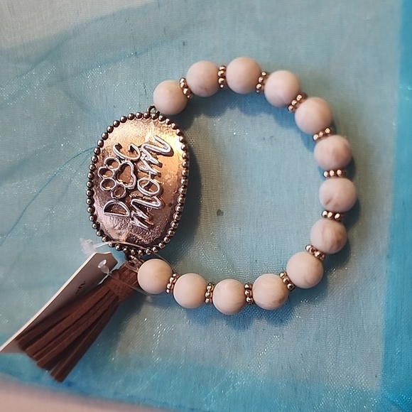 Dog Mom Stretch Viola Bracelet with Brown Tassel - Picture 4 of 4